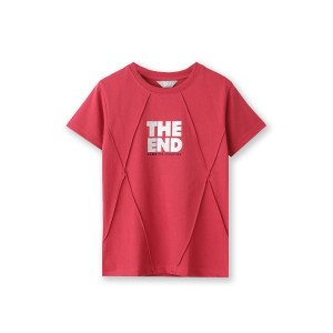 Pamkids Chromatic Elegance Final Frame' Boys' Graphic Tee - A Mesmerizing Fusion of GranetRose, Embellished with a Captivating 'The End' Finale! (sizes1-12)